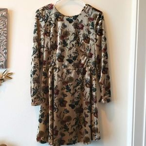 ZARA Velvet Floral Print Dress Medium